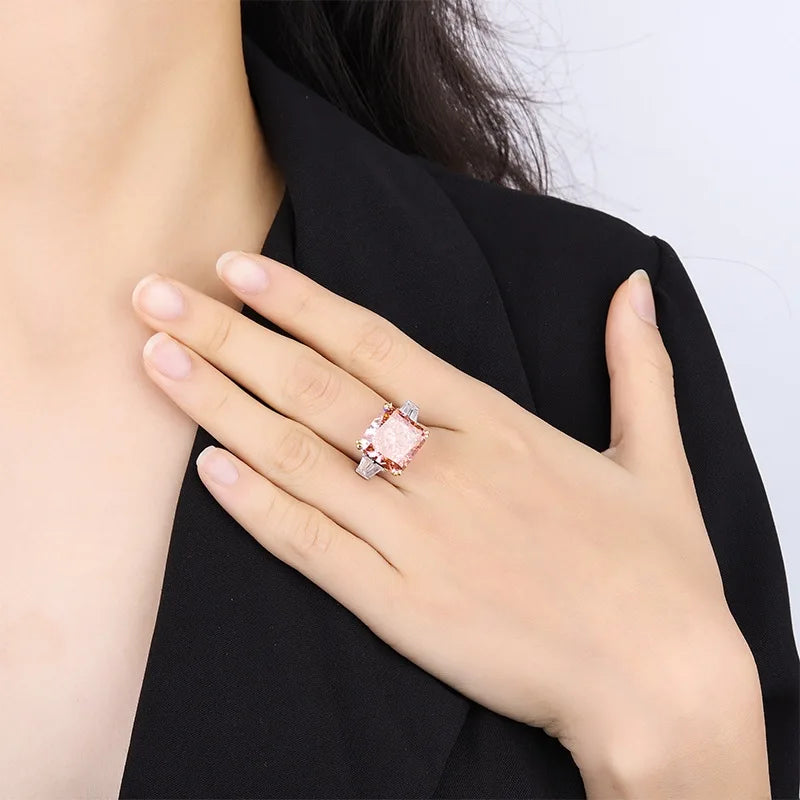 Princess Engagement Ring 14*14 925 Silver High Carbon Diamond