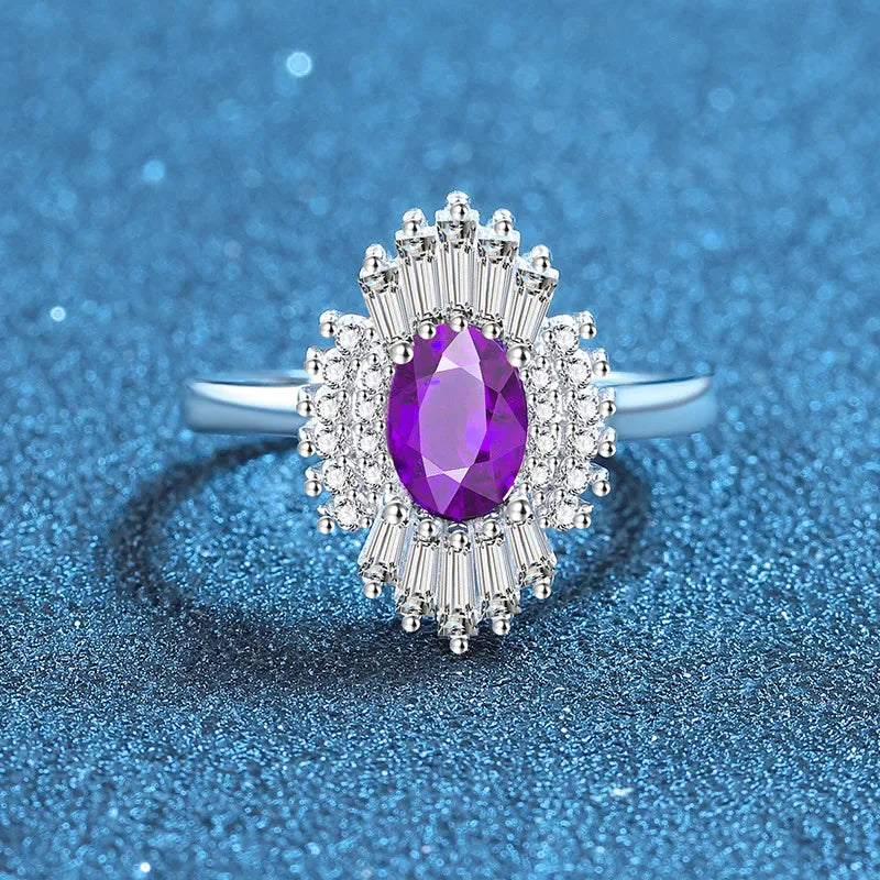 Oval Edgy Engagement Ring 2ct 5*7 925 Silver High Carbon Diamond