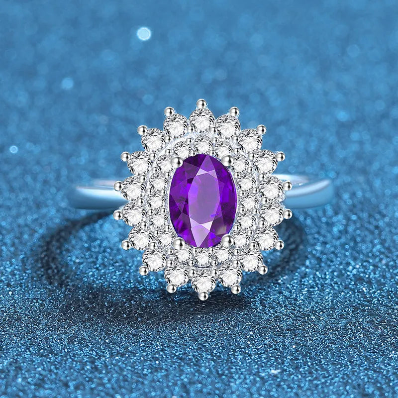 Oval Charming Engagement Ring 2ct 5*7 925 Silver High Carbon Diamond