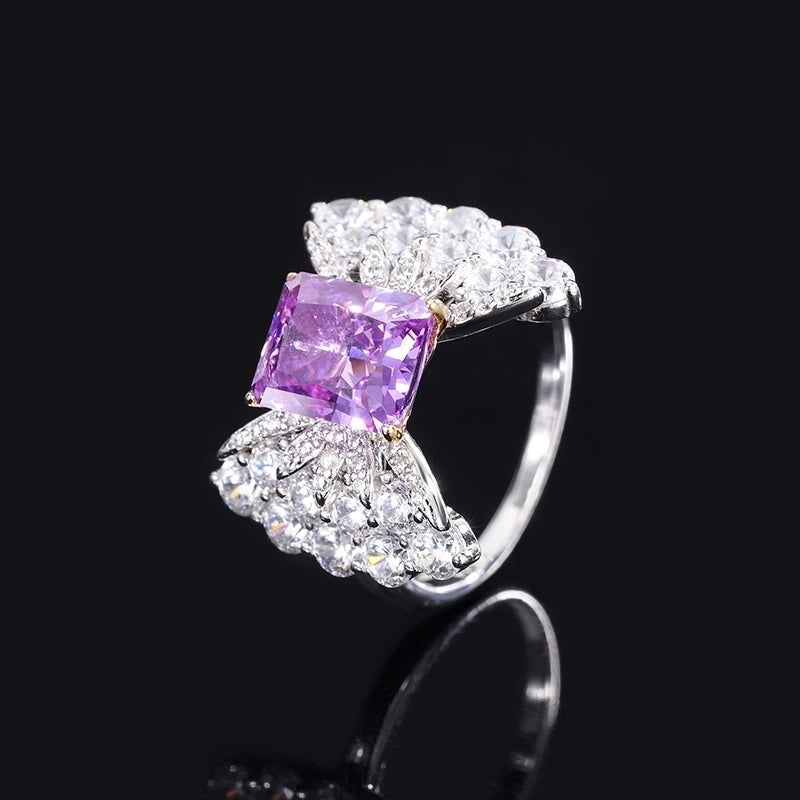 Radiant Engagement Ring 8*10 925 Silver High Carbon Diamond
