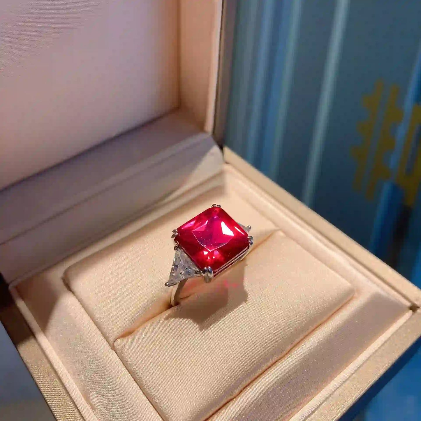 Asscher Radiant Engagement Ring 12*12 925 Silver High Carbon Diamond
