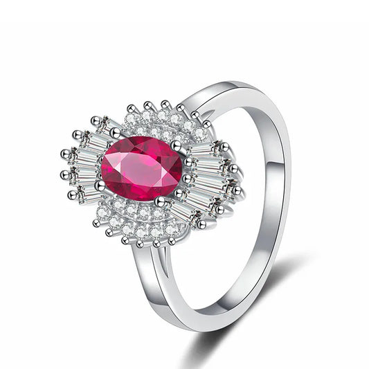 Oval Edgy Engagement Ring 2ct 5*7 925 Silver  High Carbon Diamond