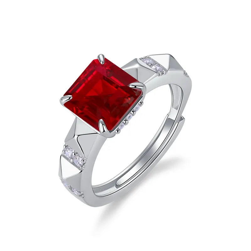 Princess Engagement Ring 8*8 925 Silver Emerald Ruby High Carbon Diamond