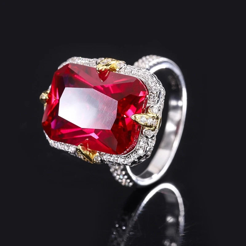 Radiant Emerald Engagement Ring 12*16 925 Silver High Carbon Diamond