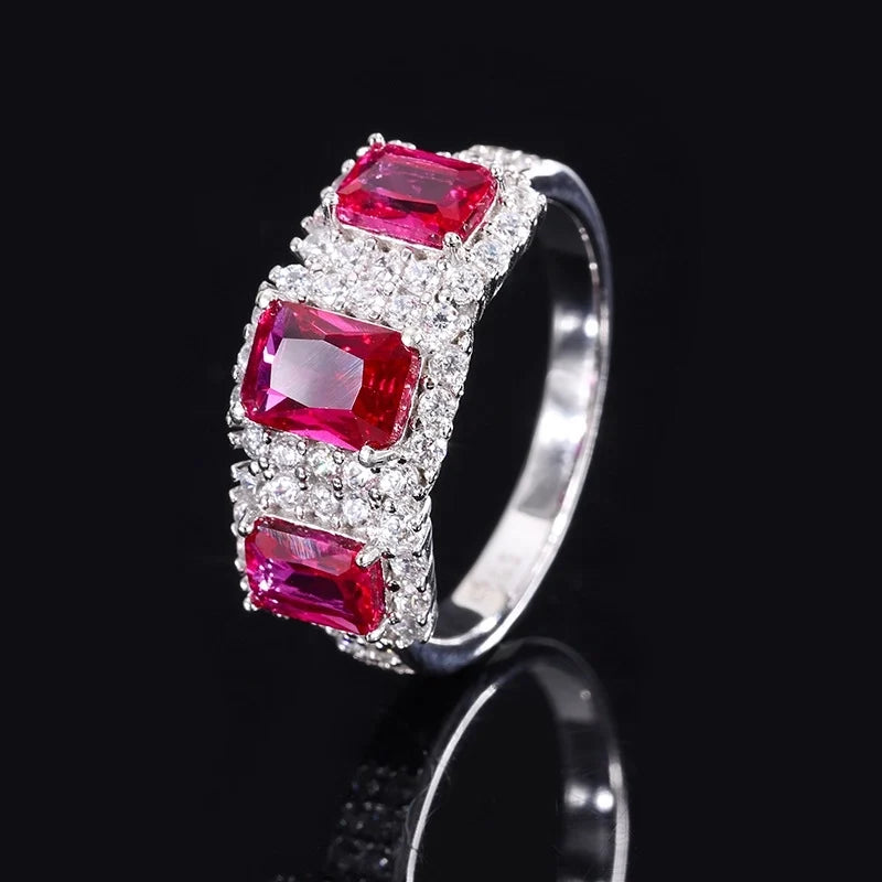 Radiant Engagement Ring 5*7 925 Silver High Carbon Diamond