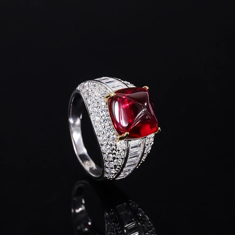 Sugar Tower Engagement Ring 10*10 925 Silver High Carbon Diamond