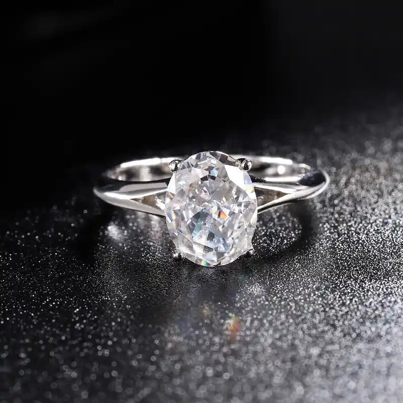 Oval Engagement Ring 5ct 10*8 925 Silver High Carbon Diamond
