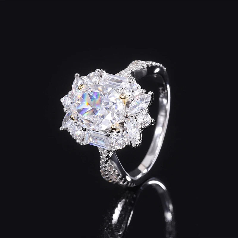 Oval Engagement Ring 8*10 925 Silver High Carbon Diamond