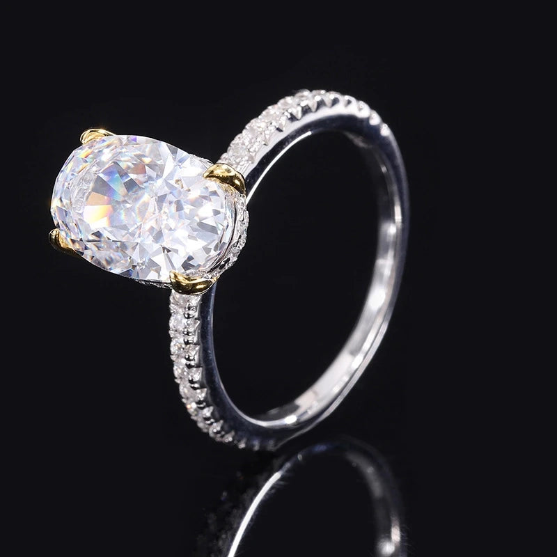 Oval Radiant Engagement Ring 8*12 925 Silver High Carbon Diamond