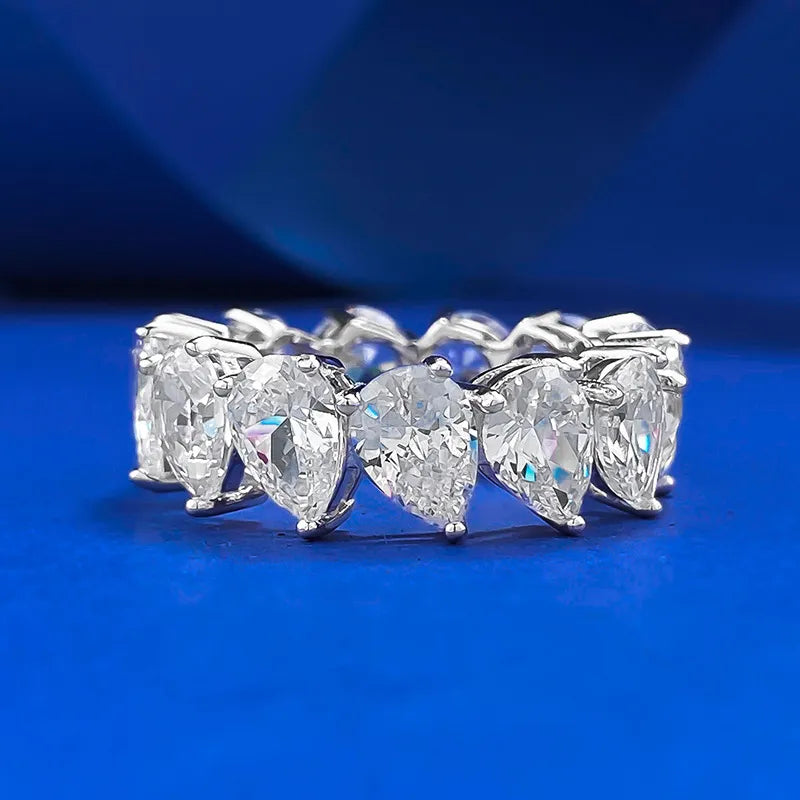 Pear Engagement Ring 5*7mm 925 Silver High Carbon Diamond