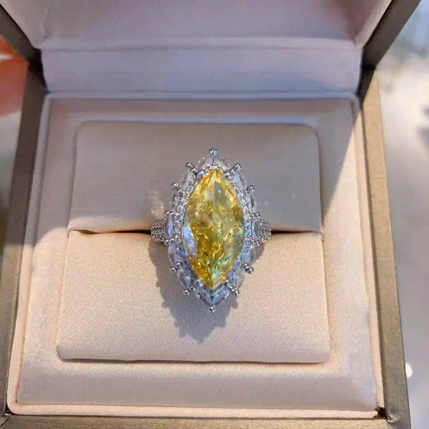 Marquise Engagement Ring 12ct 9*18 925 Silver High Carbon Diamond