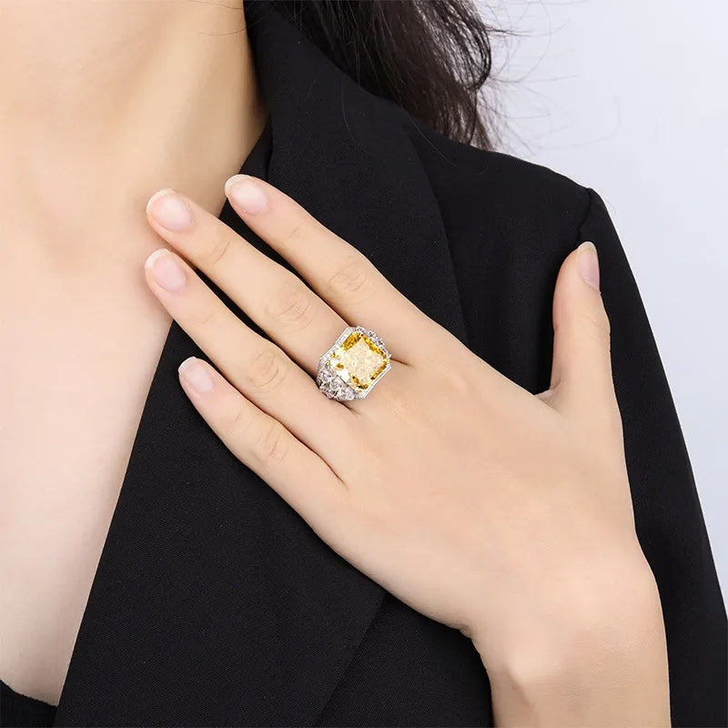Princess Engagement Ring 14*14 925 Silver High Carbon Diamond
