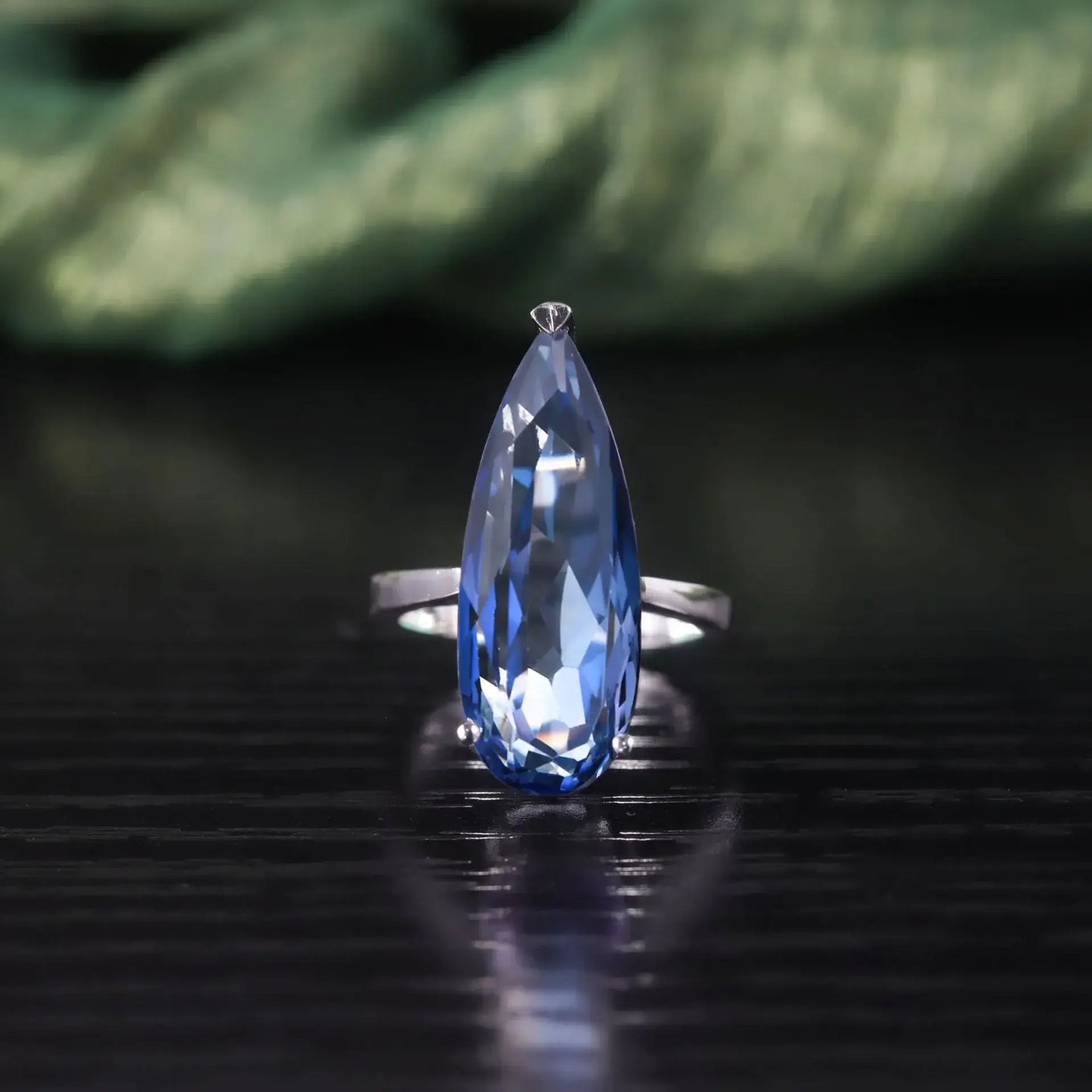 Pear Engagement Ring 11ct 925 Silver Natural Stone