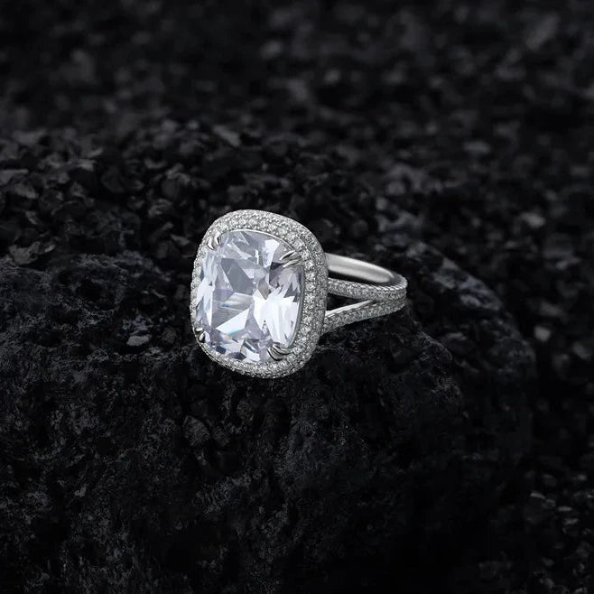 Cushion Engagement Ring 12*14 925 Silver Zircon
