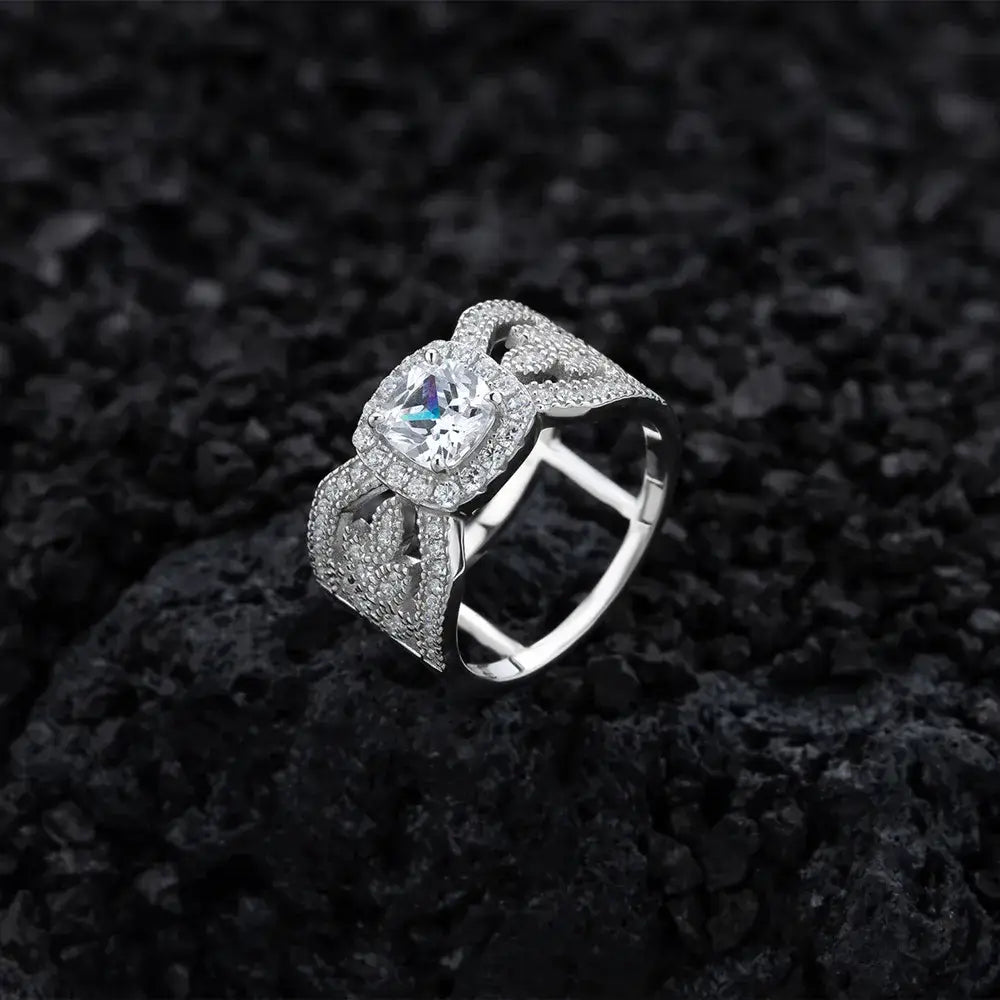 Cushion Engagement Ring 6mm 925 Silver Zircon