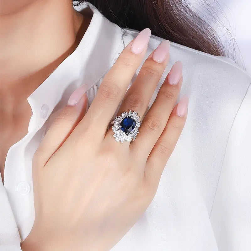 Cushion Engagement Ring 10*12 925 Silver High Carbon Diamond