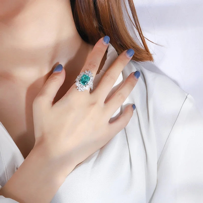 Cushion Engagement Ring 10*12 925 Silver High Carbon Diamond