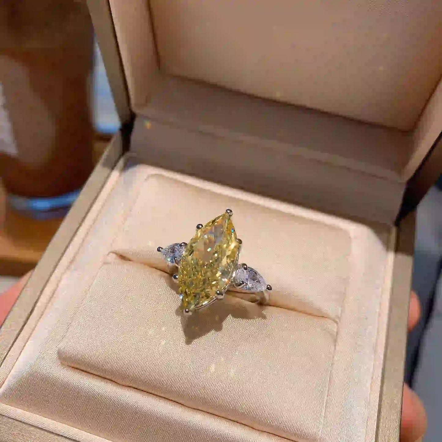 Marquise Engagement Ring 9*18 925 Silver High Carbon Diamond