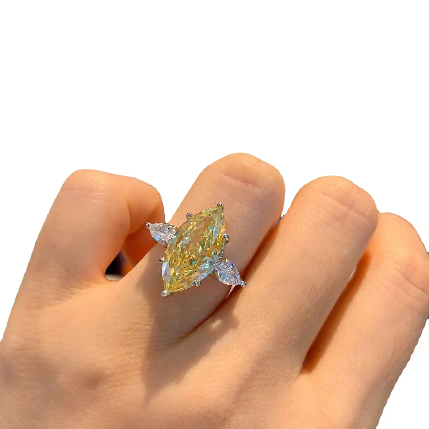 Marquise Engagement Ring 9*18 925 Silver High Carbon Diamond