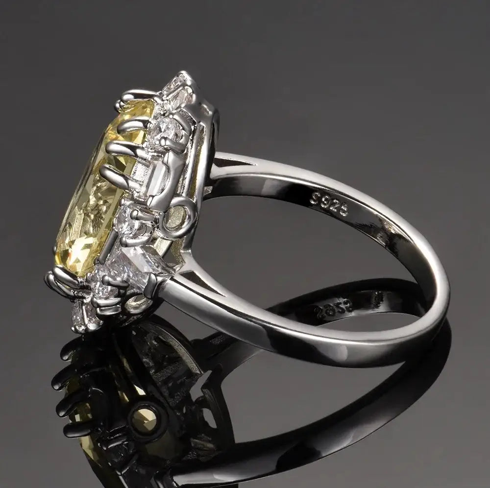 Oval Engagement Ring 12*14 925 Silver Citrine