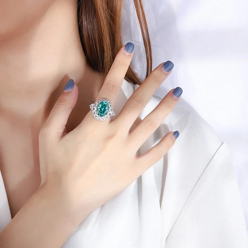 Oval Engagement Ring 10*14 925 Silver High Carbon Diamond