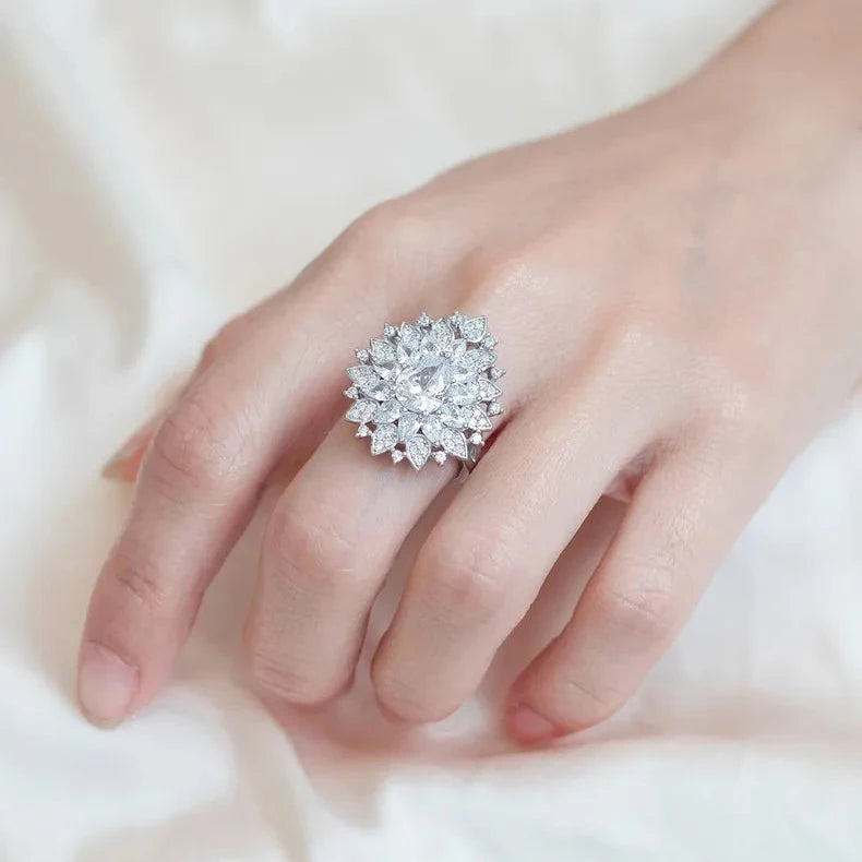 Pear Engagement Ring 7*9 925 Silver Zircon