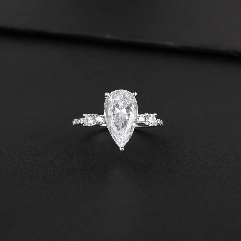 Pear Engagement Ring 7.5*15 925 Silver High Carbon Diamond