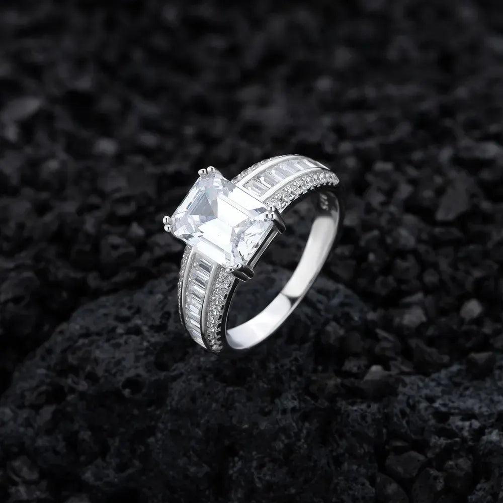 Rectangular Engagement Ring 7*9 925 Silver Zircon