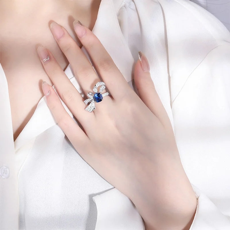 Cushion Engagement Ring 8*8 925 Silver High Carbon Diamond
