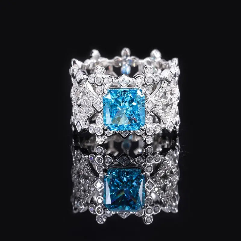 Princess Engagement Ring 8*8 925 Silver High Carbon Diamond