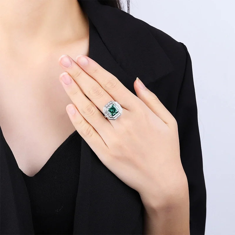 Princess Engagement Ring 10*10 925 Silver High Carbon Diamond