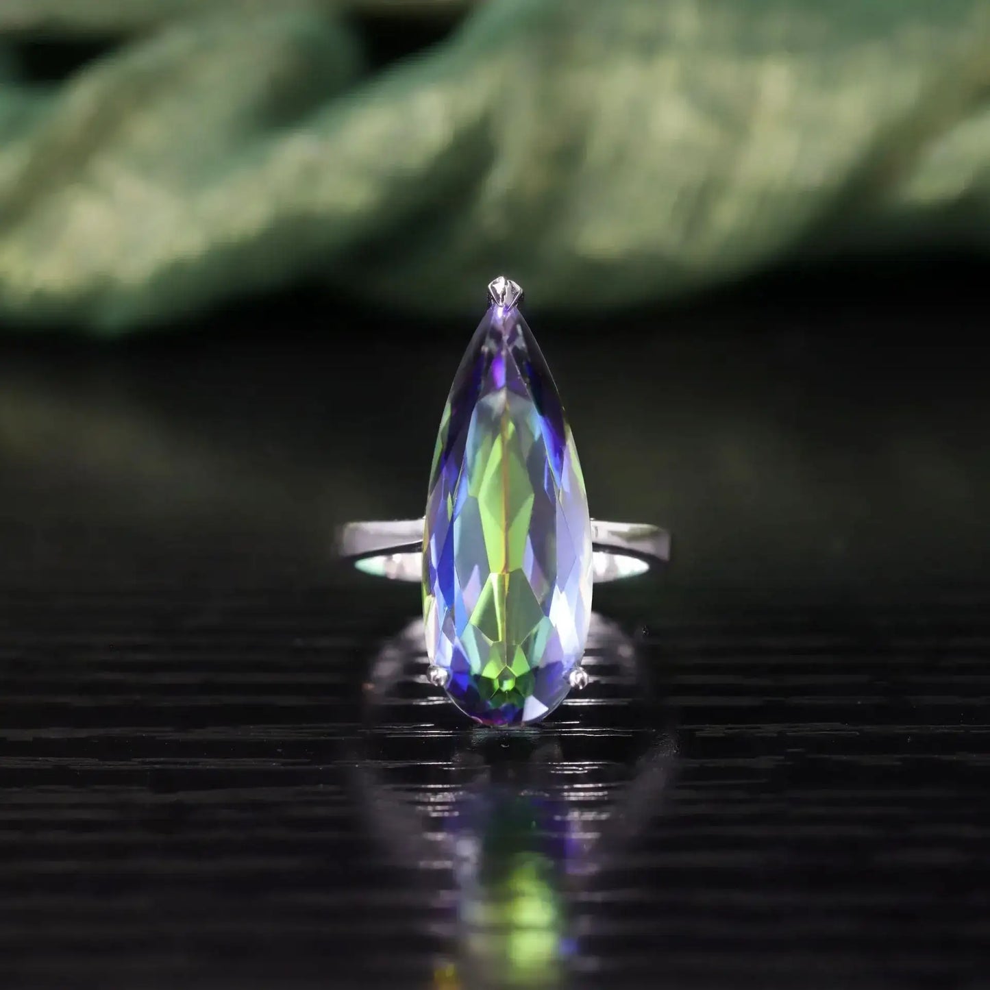 Pear Engagement Ring 11ct 925 Silver Natural Stone