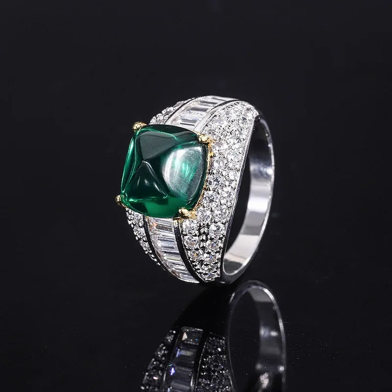 Sugar Tower Engagement Ring 10*10 925 Silver High Carbon Diamond