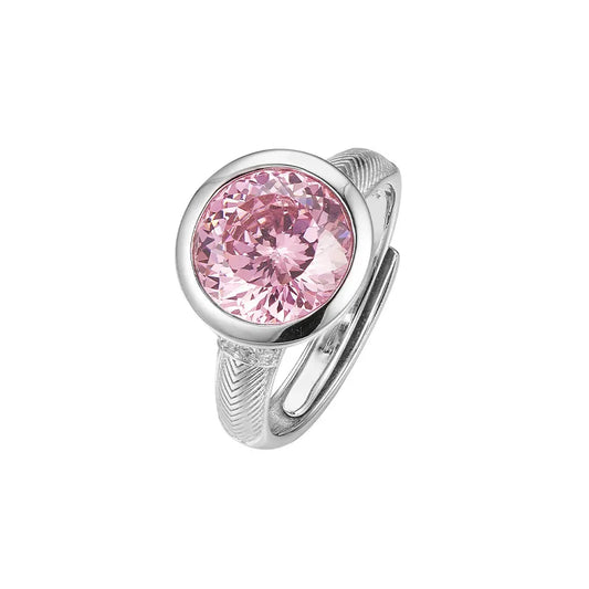 Round Engagement Ring 925 Silver High Carbon Diamond Open Ring