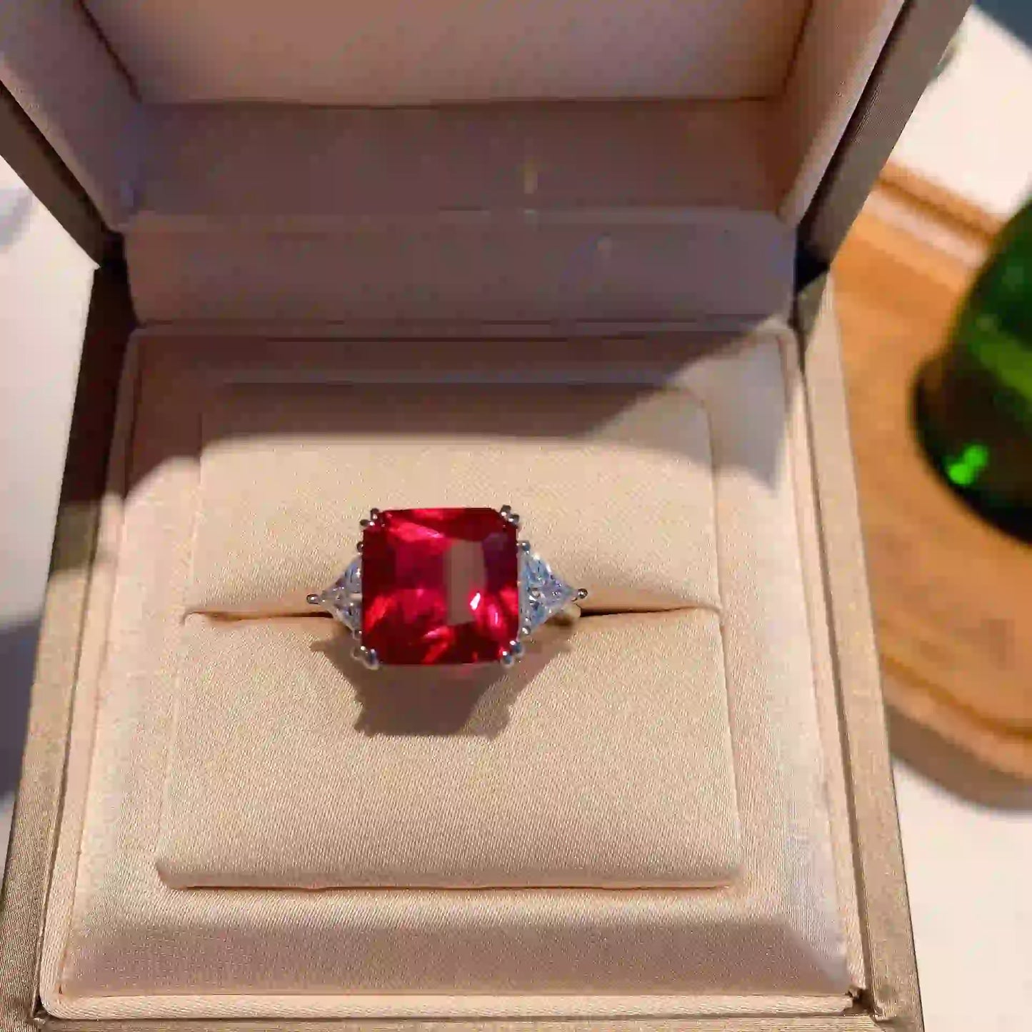 Asscher Radiant Engagement Ring 12*12 925 Silver High Carbon Diamond