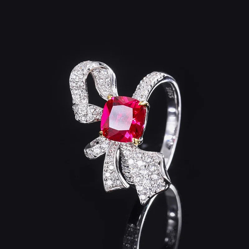 Cushion Engagement Ring 8*8 925 Silver High Carbon Diamond
