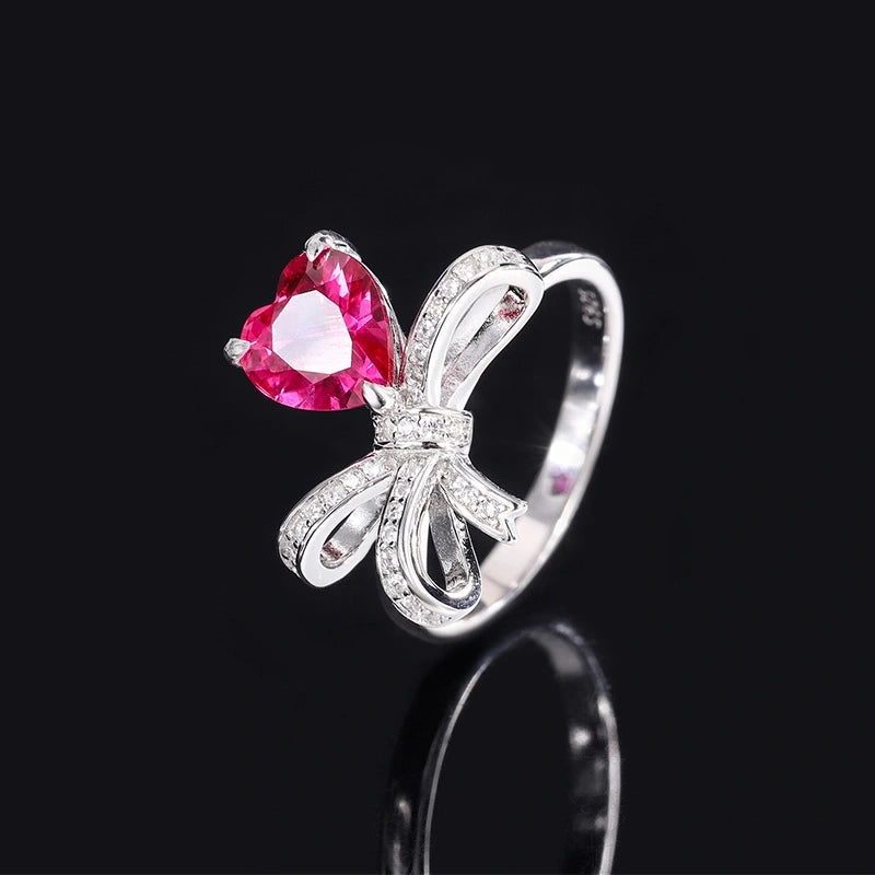 Heart Engagement Ring 8*8 925 Silver High Carbon Diamond