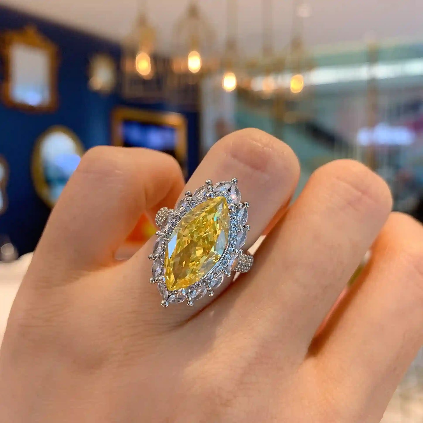 Marquise Engagement Ring 12ct 9*18 925 Silver High Carbon Diamond