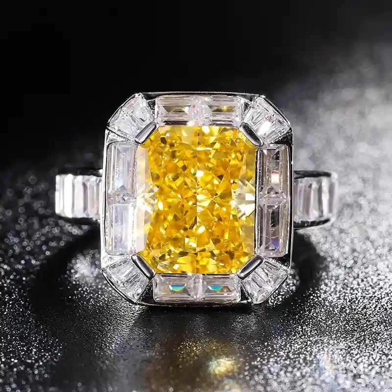 Radiant Engagement Ring 5ct 8*10 925 Silver High Carbon Diamond