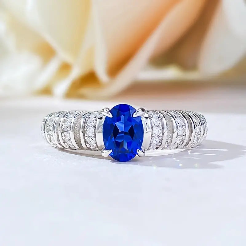Oval Engagement Ring 5*7 925 Silver Zircon