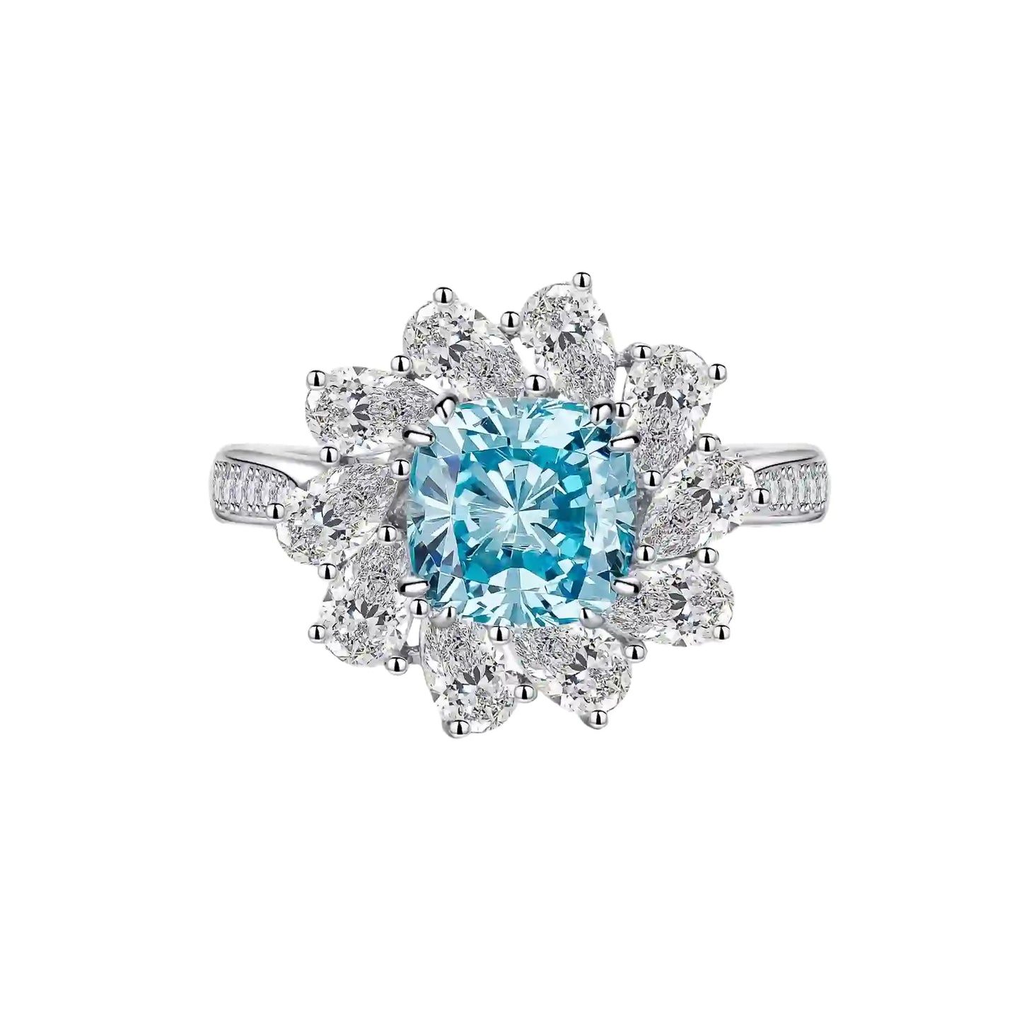 Cushion Engagement Ring 925 Silver High Carbon Diamond