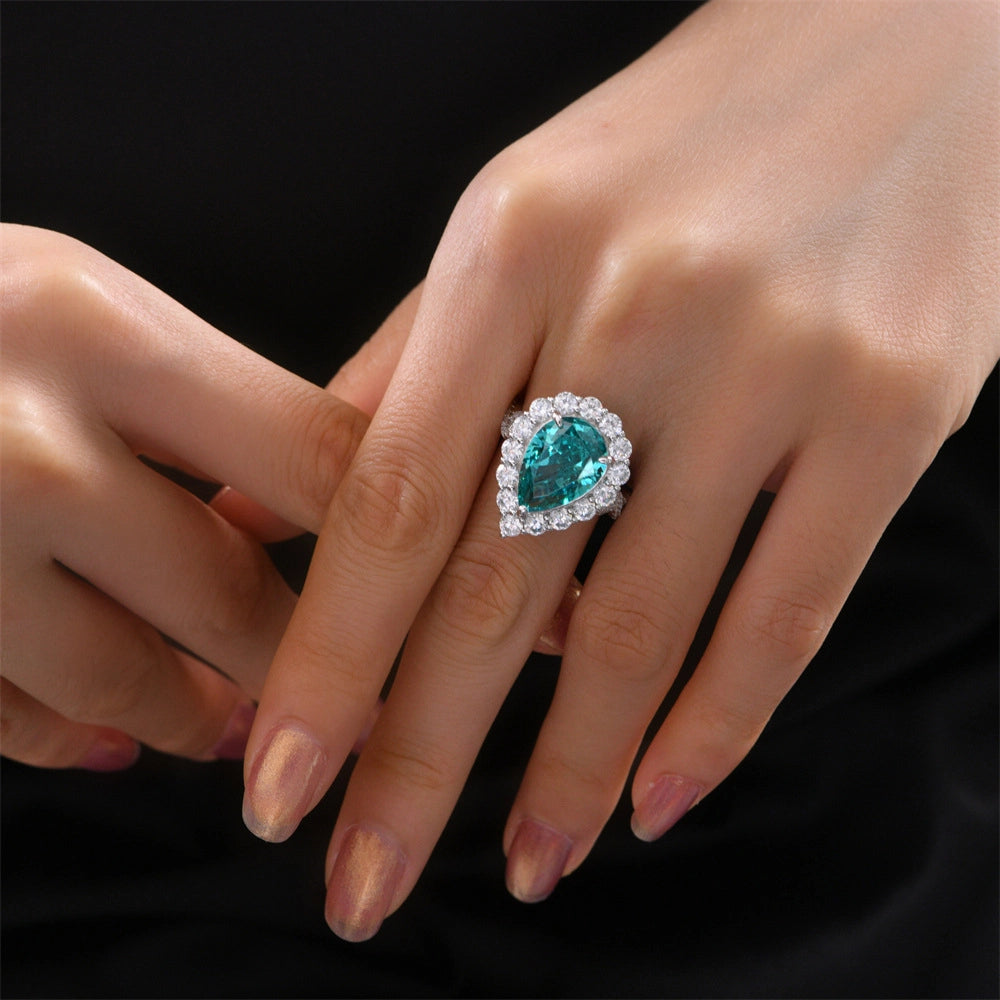 Pear Engagement Ring 10*14 925 Silver High Carbon Diamond