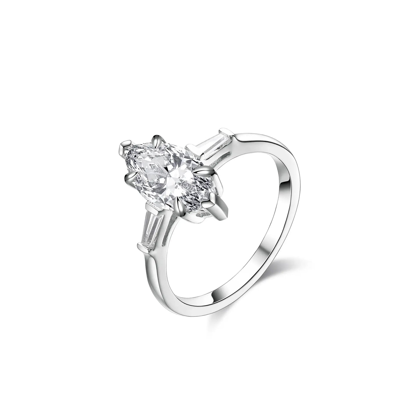 Marquise Engagement Ring 925 Silver High Carbon Diamond