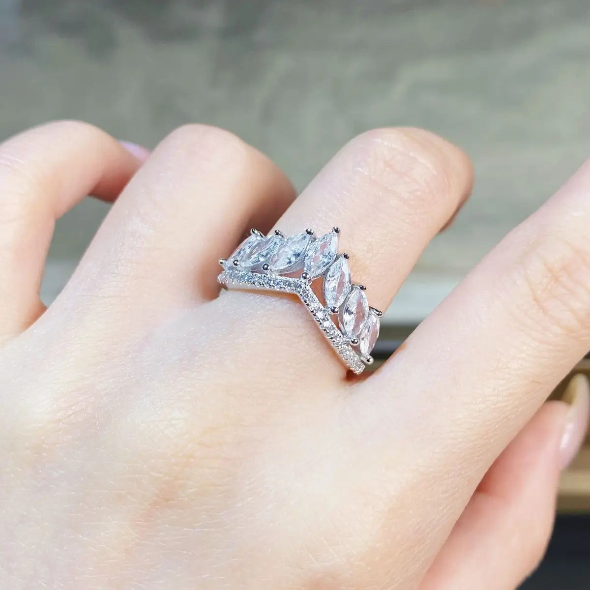 Marquise Engagement Ring 925 Silver Zircon
