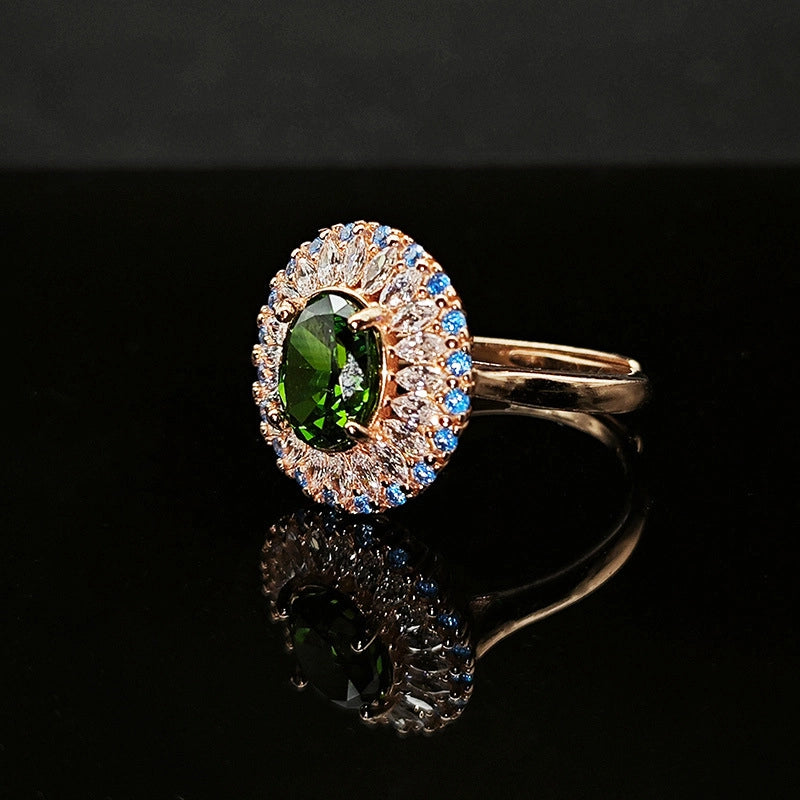 Oval Engagement Ring 6*8 925 Silver High Carbon Diamond Open Ring