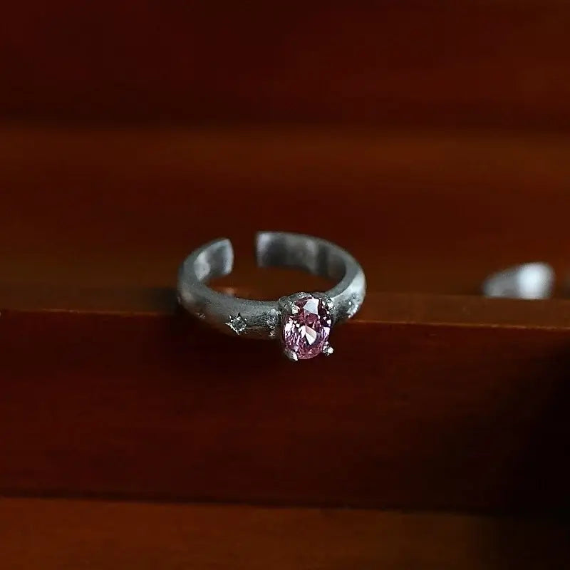 Oval Engagement Ring 925 Silver Paraiba Paparacha Open Ring