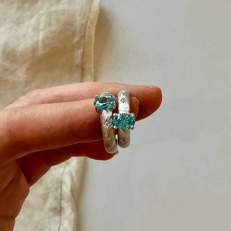 Oval Engagement Ring 925 Silver Paraiba Paparacha Open Ring