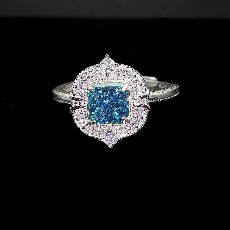 Princess Engagement Ring 6*6 925 Silver High Carbon Diamond