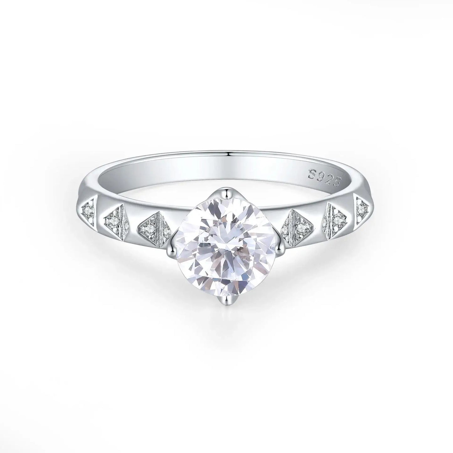 Round Engagement Ring 7*7 925 Silver Zircon