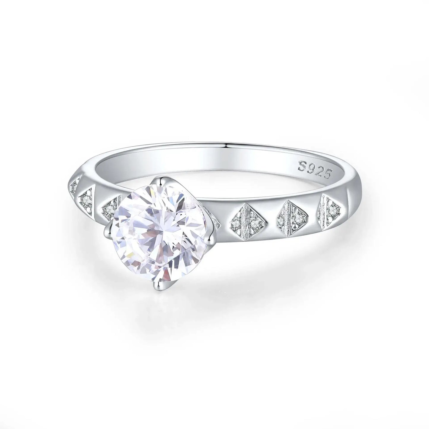 Round Engagement Ring 7*7 925 Silver Zircon